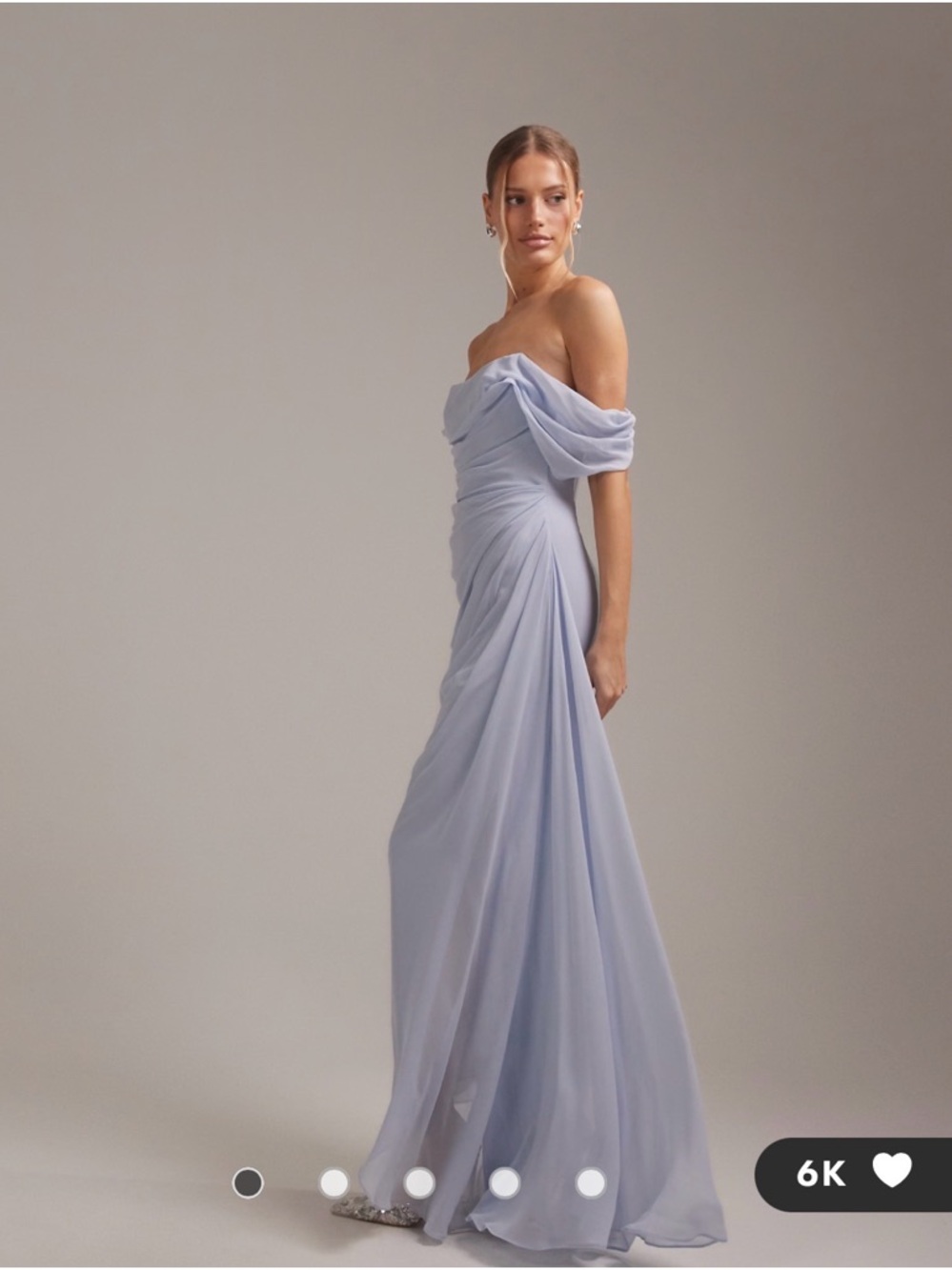 ASOS Pale Blue Strapless Draped Evening Gown